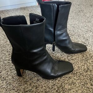 Black square toe boots